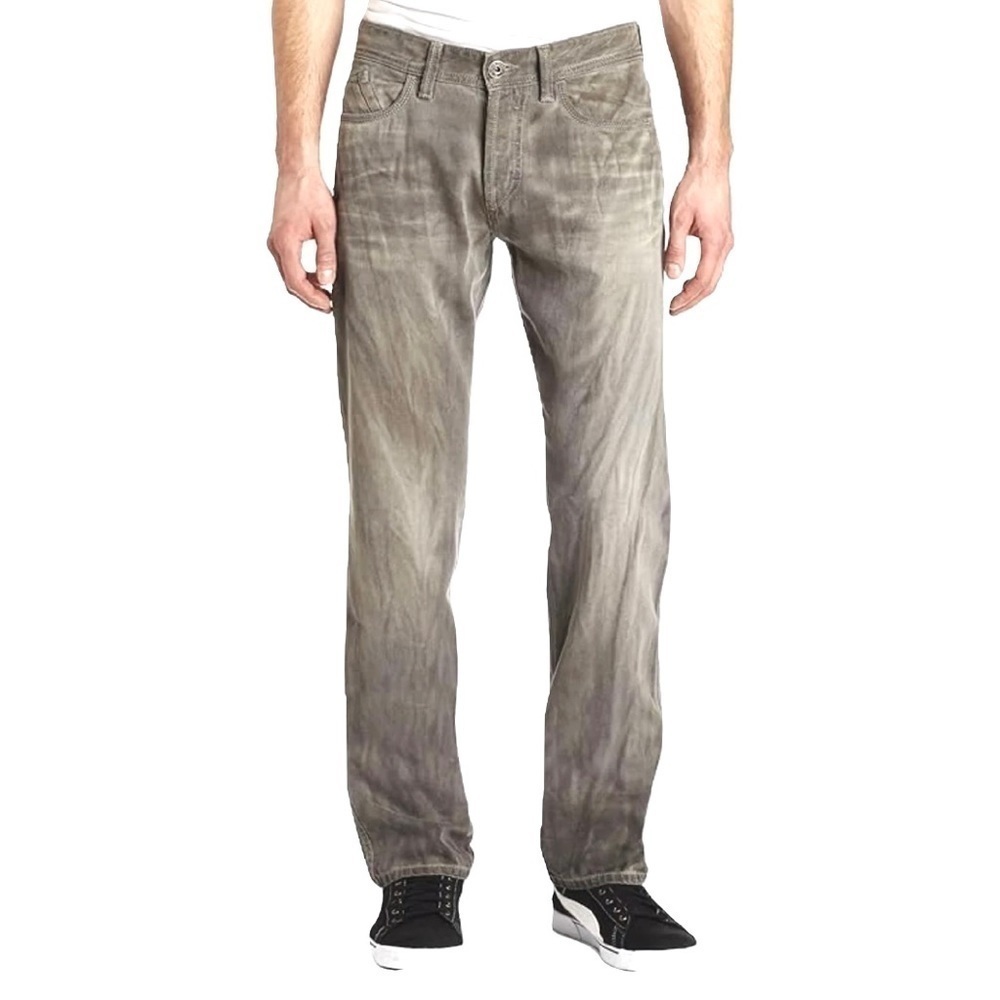 BOSS Hugo Boss Orange 25 Patch Jeans Ash Light Gray Faded Denim Straight Leg 33